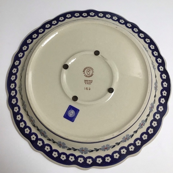 Polish Pottery Daisy Cobalt Blue Bake Serve Dish 13.25” SIGNED Wolak Boleslawiec - Picture 2 of 16